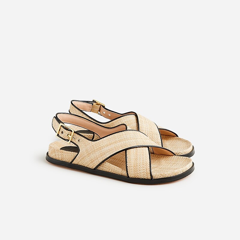 Weathered Sand J.Crew Colbie crisscross slingback sandals in raffia | J.Crew Factory | FGRPO4026