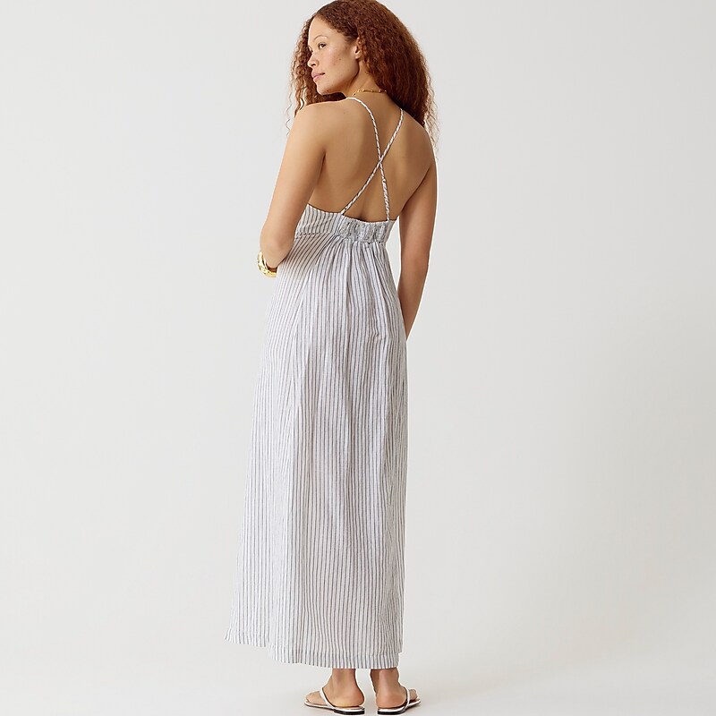 White Dark Evening J.Crew Cross-back beach dress in linen-cotton blend | J.Crew Factory | WAJSF8219