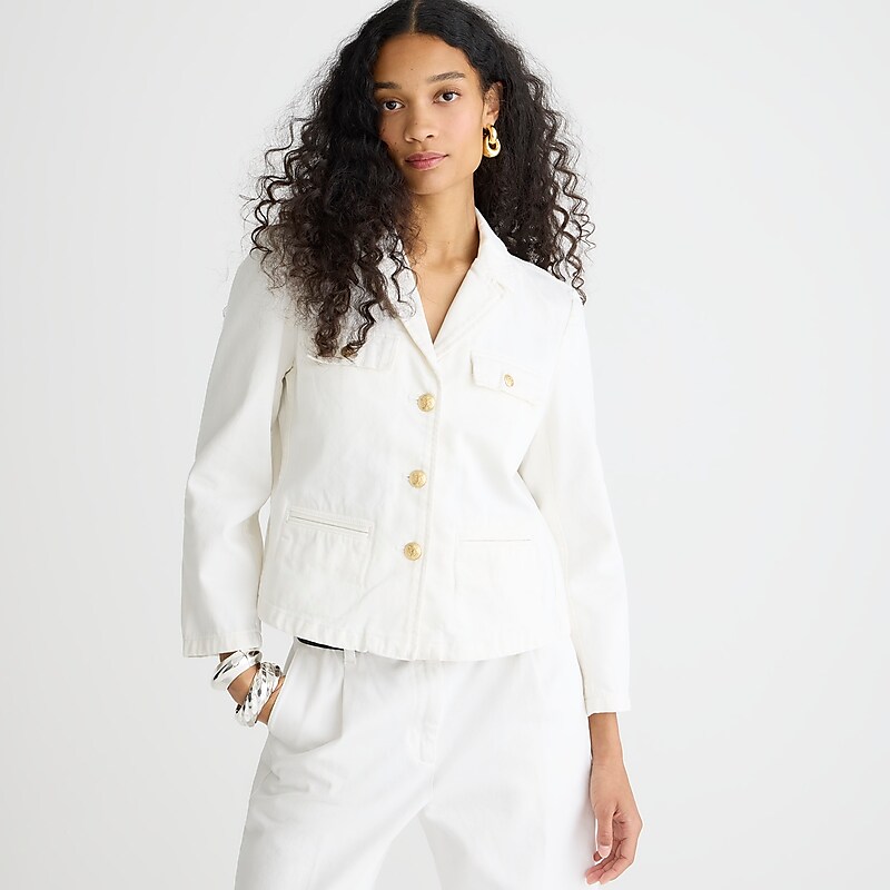 White Denim J.Crew Denim blazer-jacket in white | J.Crew Factory | EYSZU3284