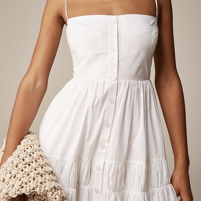 White J.Crew A-line midi dress cotton poplin | J.Crew Factory | EWMHB2015