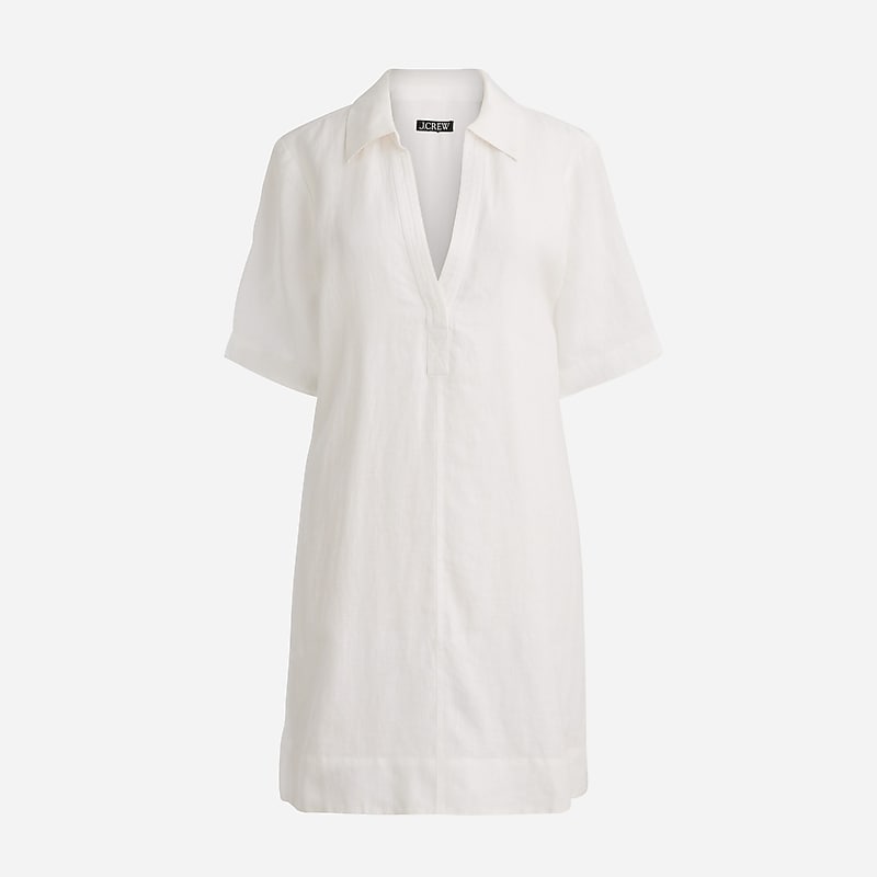 White J.Crew Bungalow popover dress linen | J.Crew Factory | MKGQX2743