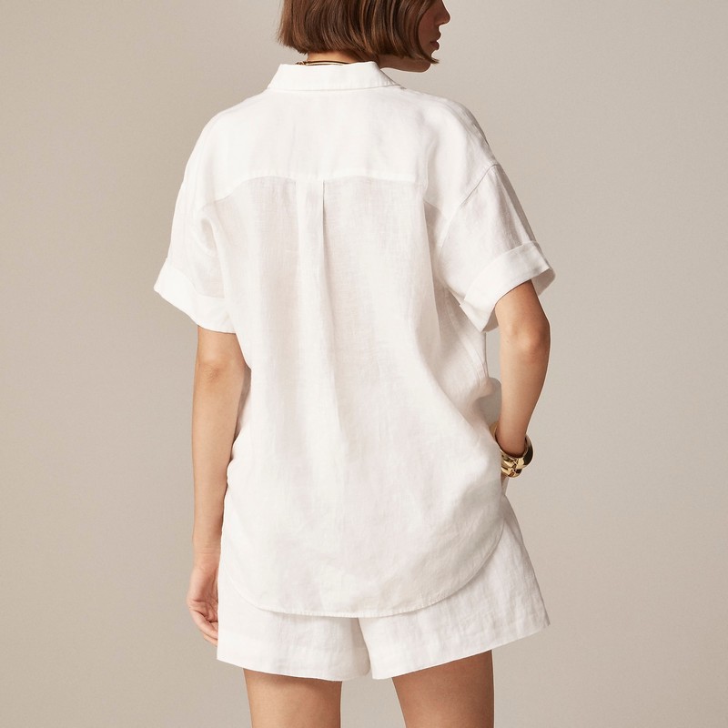 White J.Crew Capitaine shirt in Baird McNutt Irish linen | J.Crew Factory | NBPFJ9185