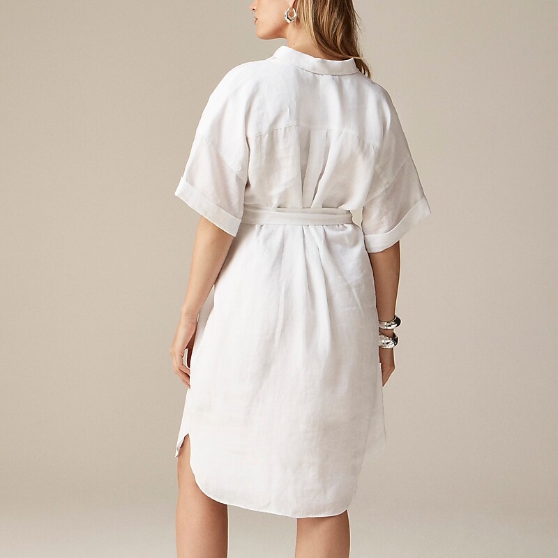 White J.Crew Capitaine shirtdress in linen | J.Crew Factory | BUXEK8169