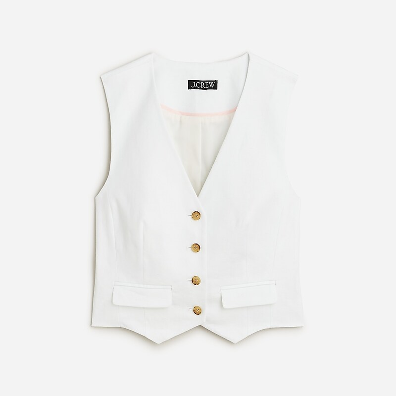 White J.Crew Classic vest in stretch linen blend | J.Crew Factory | SNULG2980