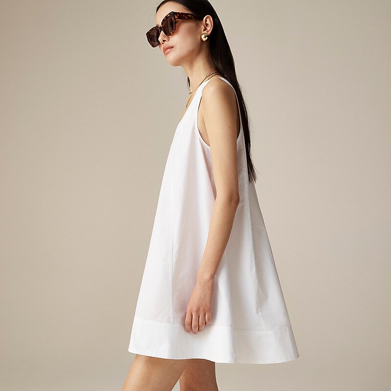 White J.Crew Collection embellished shift dress in cotton poplin | J.Crew Factory | FQVWL6579