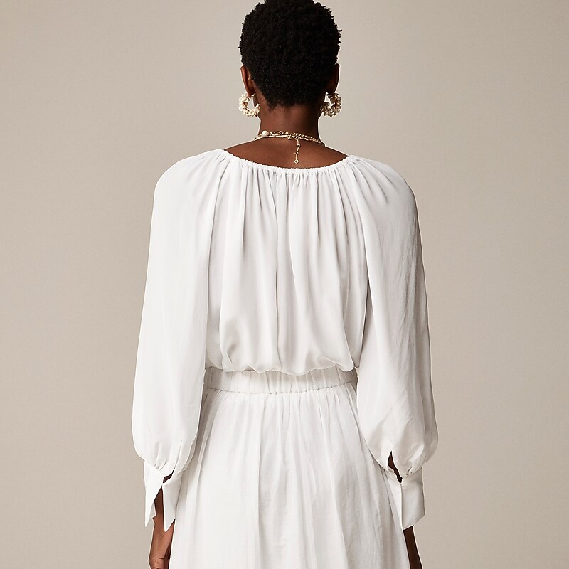 White J.Crew Collection sheer gathered top | J.Crew Factory | GSFXA0583