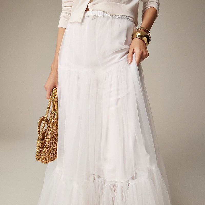 White J.Crew Collection tiered tulle skirt | J.Crew Factory | USYRO7412