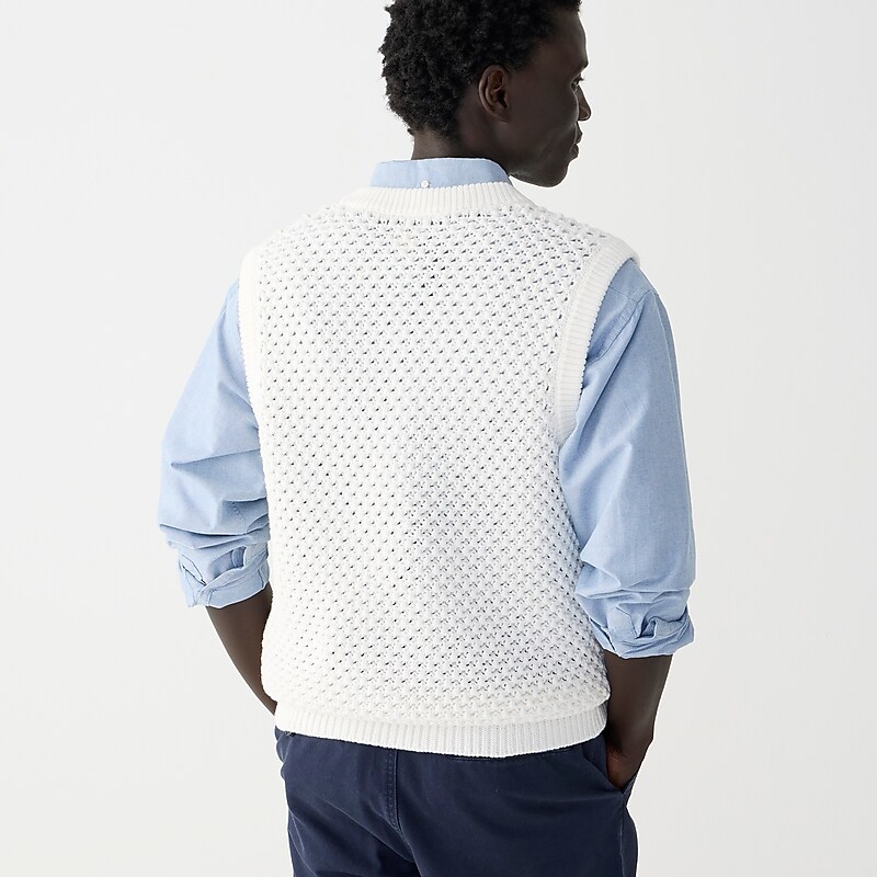 White J.Crew Cotton berry-stitch sweater-vest | J.Crew Factory | CAIVS0457