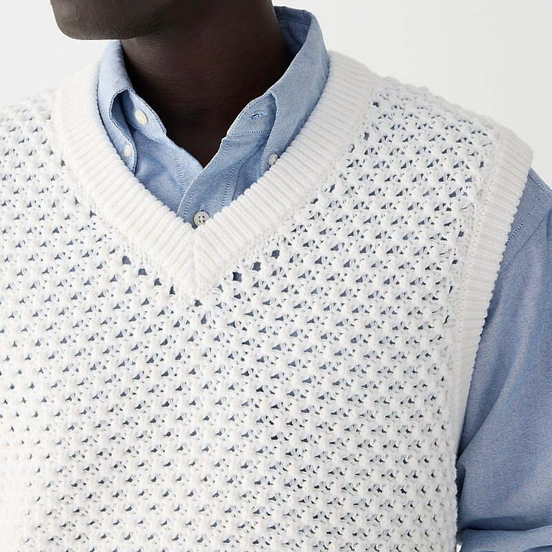 White J.Crew Cotton berry-stitch sweater-vest | J.Crew Factory | CAIVS0457