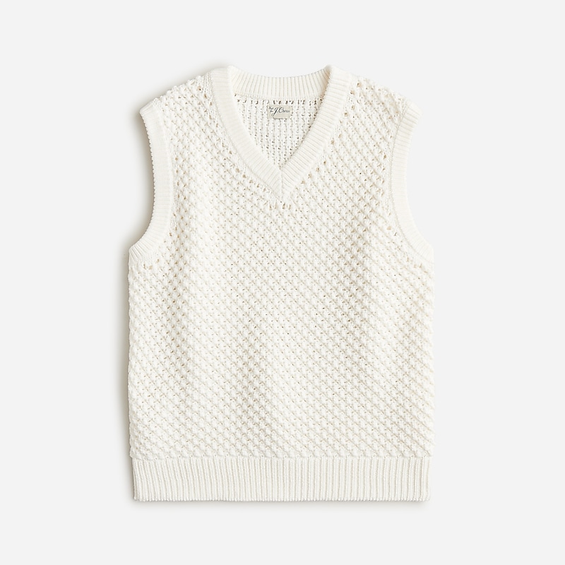 White J.Crew Cotton berry-stitch sweater-vest | J.Crew Factory | CAIVS0457