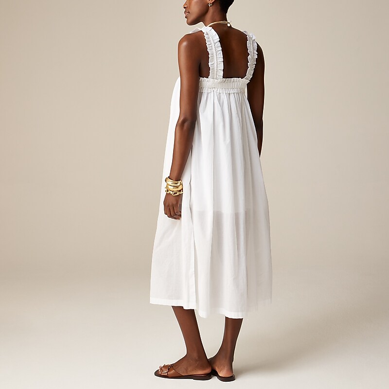 White J.Crew Cotton voile ruffle-trim shift dress | J.Crew Factory | BDKJR1468