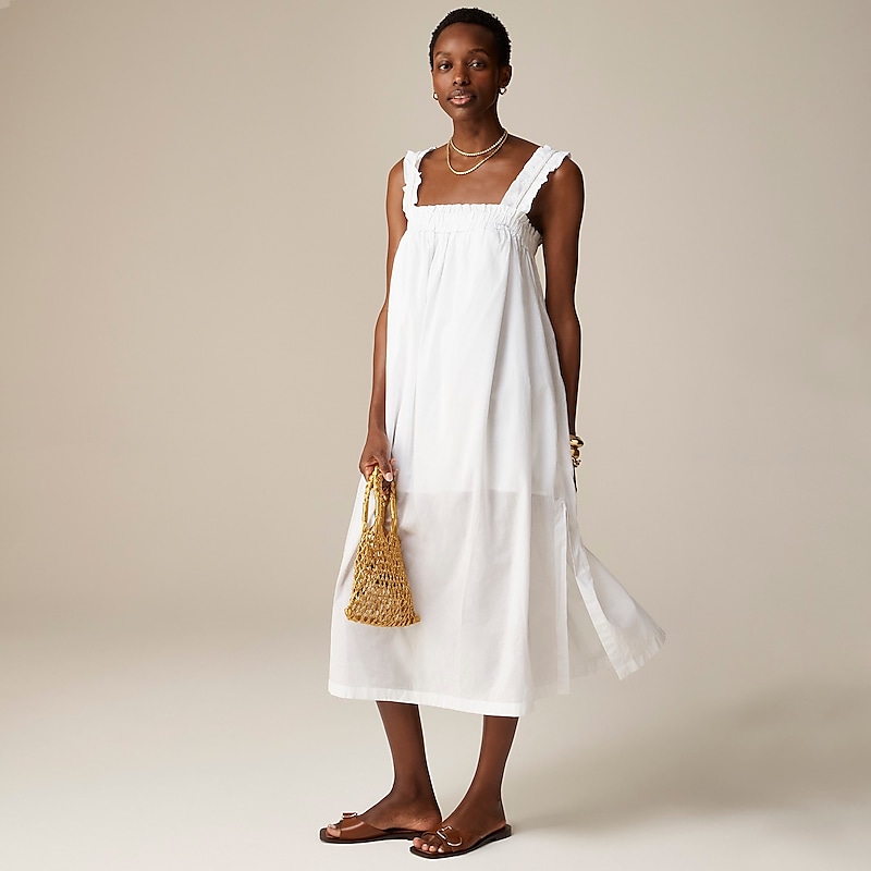 White J.Crew Cotton voile ruffle-trim shift dress | J.Crew Factory | BDKJR1468