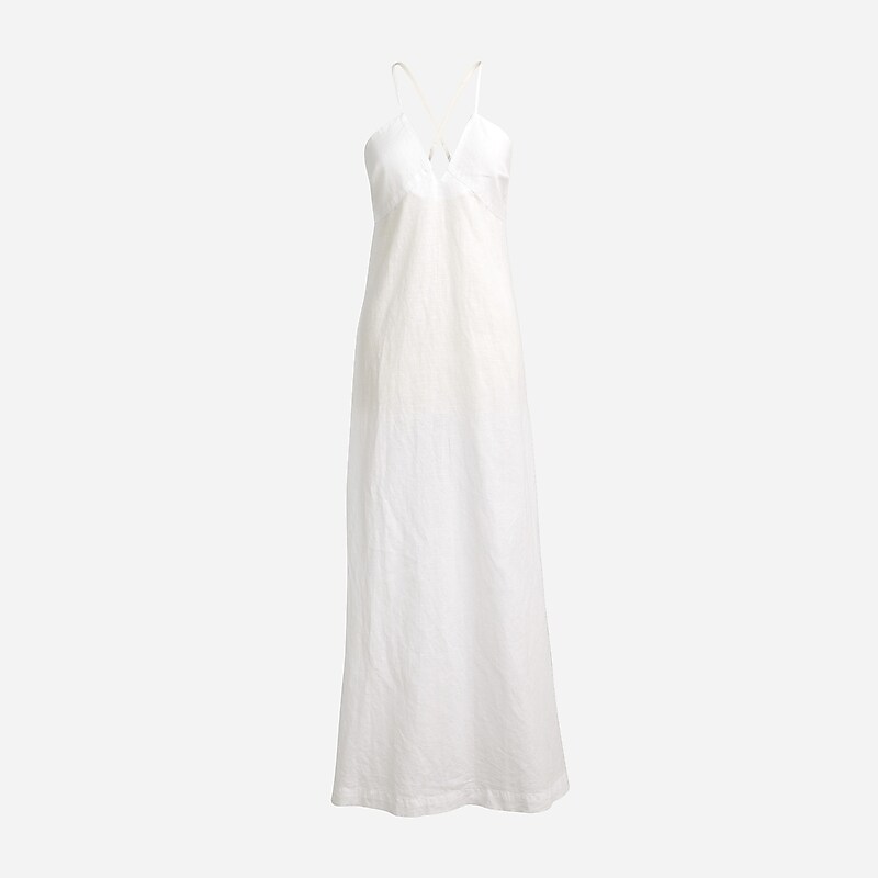 White J.Crew Cross-back beach dress in linen-cotton blend | J.Crew Factory | OIVTC8390