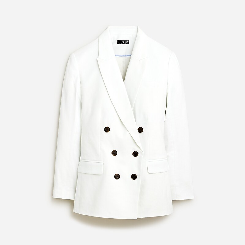 White J.Crew Double-breasted blazer in stretch linen blend | J.Crew Factory | HANUL5678