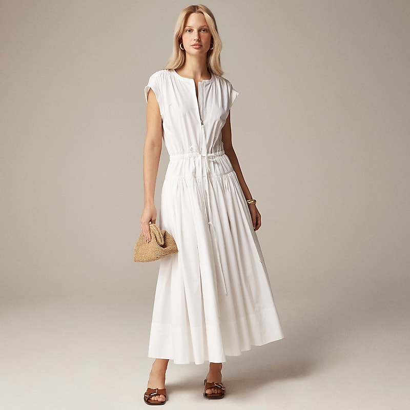 White J.Crew Drop-waist midi dress cotton poplin | J.Crew Factory | CJYTF1258