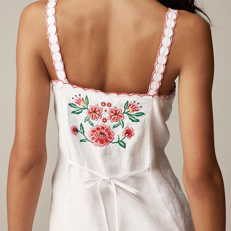 White J.Crew Embroidered mini dress in linen | J.Crew Factory | GQXOK0179