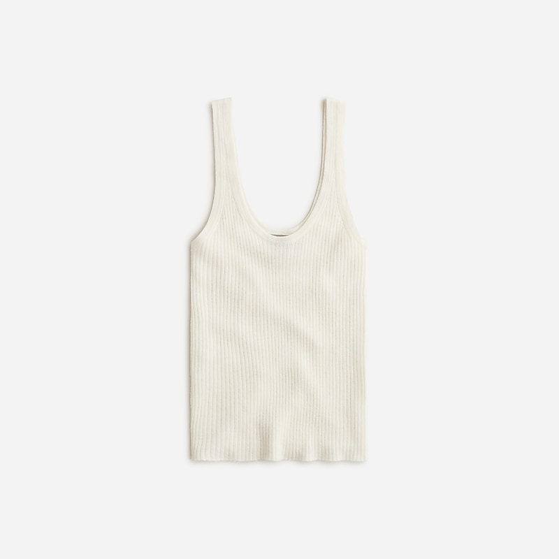 White J.Crew Featherweight cashmere ribbed tank top | J.Crew Factory | KGSQX5840