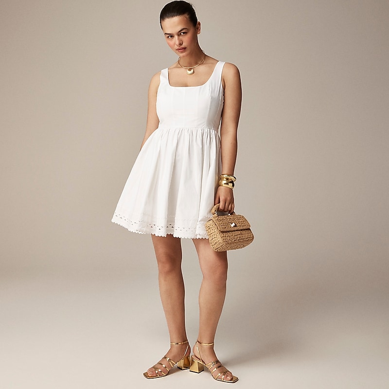 White J.Crew Fit-and-flare mini dress with rickrack trim | J.Crew Factory | OPRJC3986