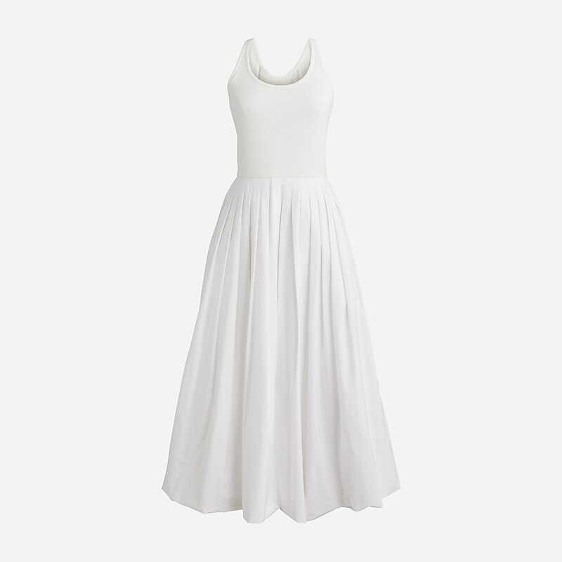 White J.Crew Fitted tank dress with poplin bubble skirt | J.Crew Factory | FNPEL3207