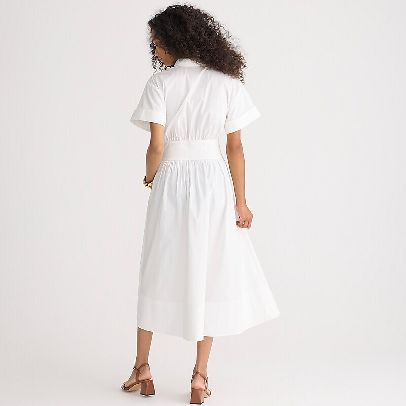 White J.Crew Fitted-waist shirtdress in Liberty® Eliza's Yellow fabric | J.Crew Factory | QCEMT7345