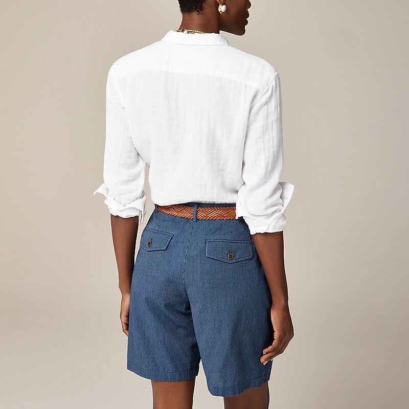 White J.Crew Garçon classic shirt in striped cotton-linen blend gauze | J.Crew Factory | NGETR1804