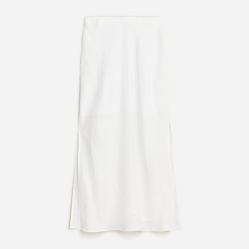 White J.Crew Gwyneth slip skirt in striped linen | J.Crew Factory | VGYAM8912