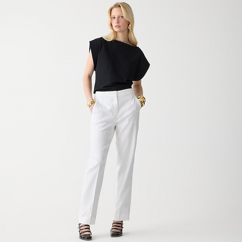 White J.Crew Kate straight-leg pant in stretch linen blend | J.Crew Factory | HGQIS3290