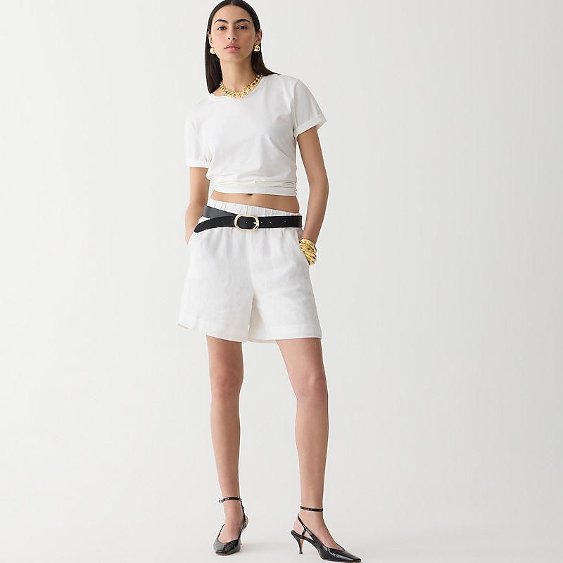 White J.Crew Long Tropez short in linen | J.Crew Factory | HUGQM3187