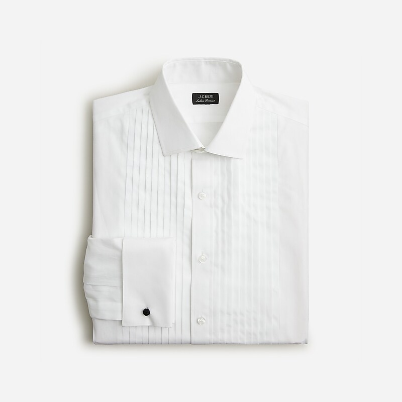 White J.Crew Ludlow pleated-bib tuxedo shirt | J.Crew Factory | ZCHWJ7346