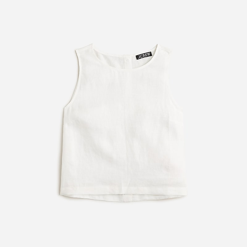 White J.Crew Maxine button-back top in linen | J.Crew Factory | TDMGP7526