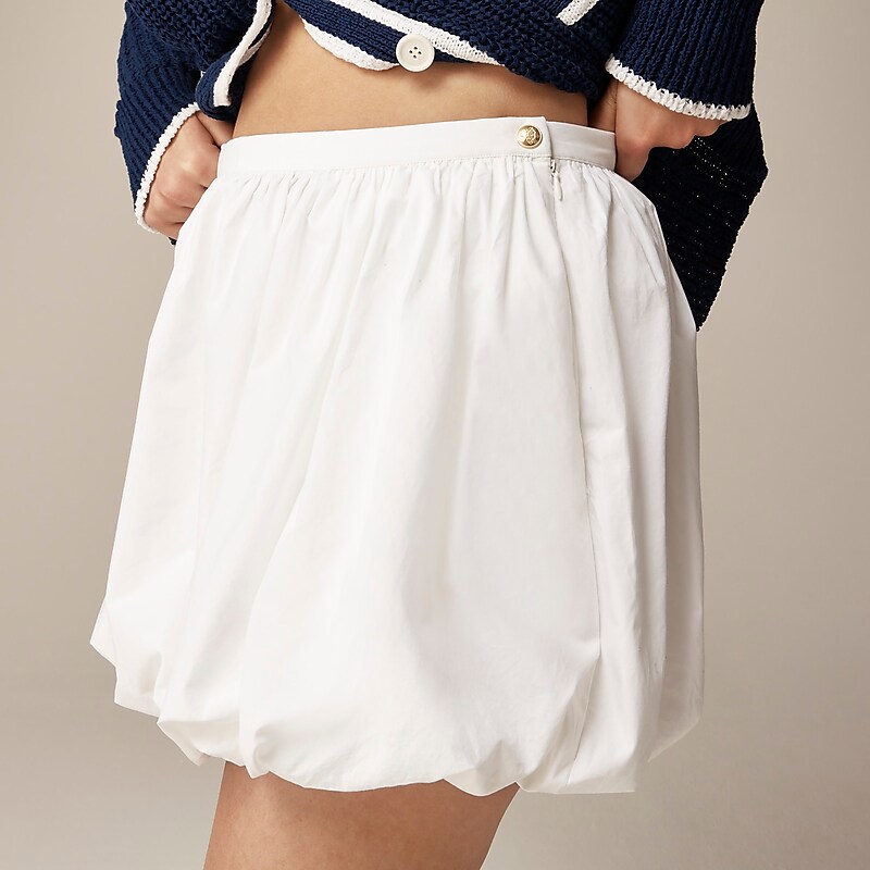 White J.Crew Mini bubble-hem skirt in cotton poplin | J.Crew Factory | KNLMF8713