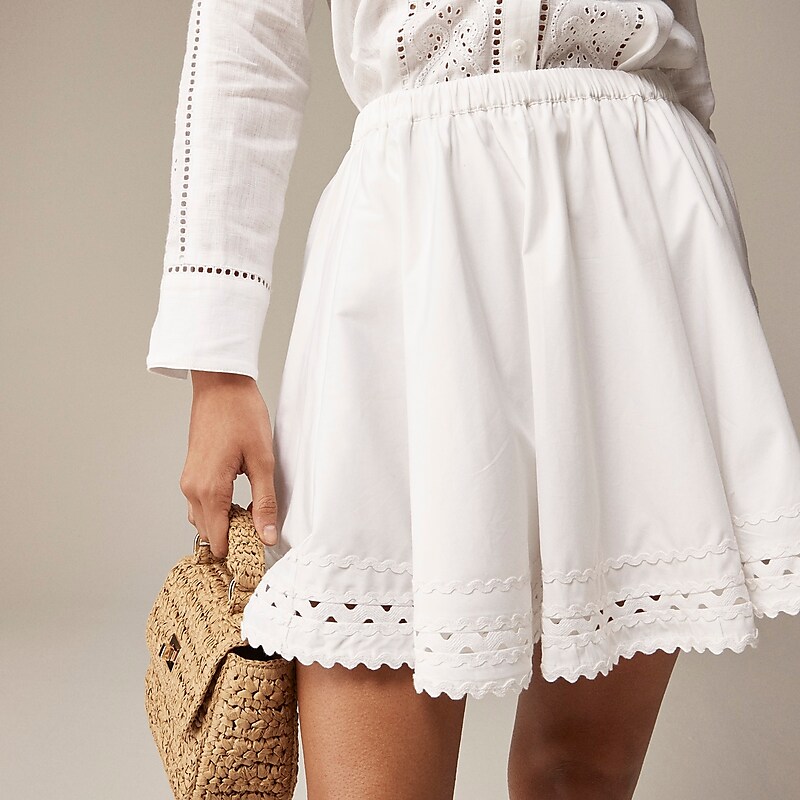 White J.Crew Mini skirt with rickrack trim in cotton poplin | J.Crew Factory | RTPUI6093