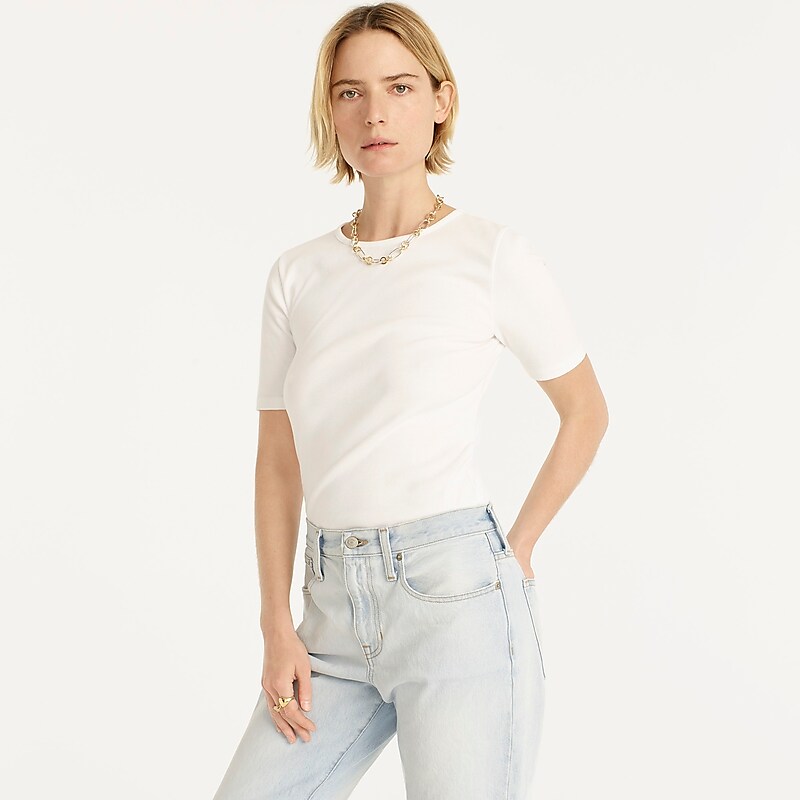 White J.Crew Perfect-fit elbow-sleeve T-shirt | J.Crew Factory | FXZHT2654