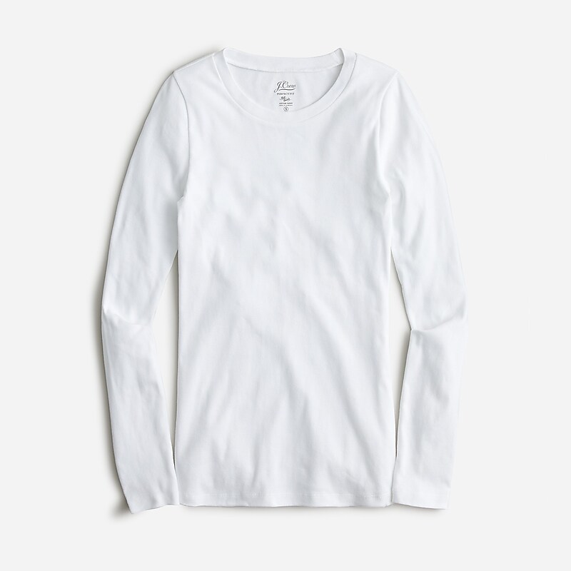 White J.Crew Perfect-fit long-sleeve crewneck T-shirt | J.Crew Factory | TWBEO5142