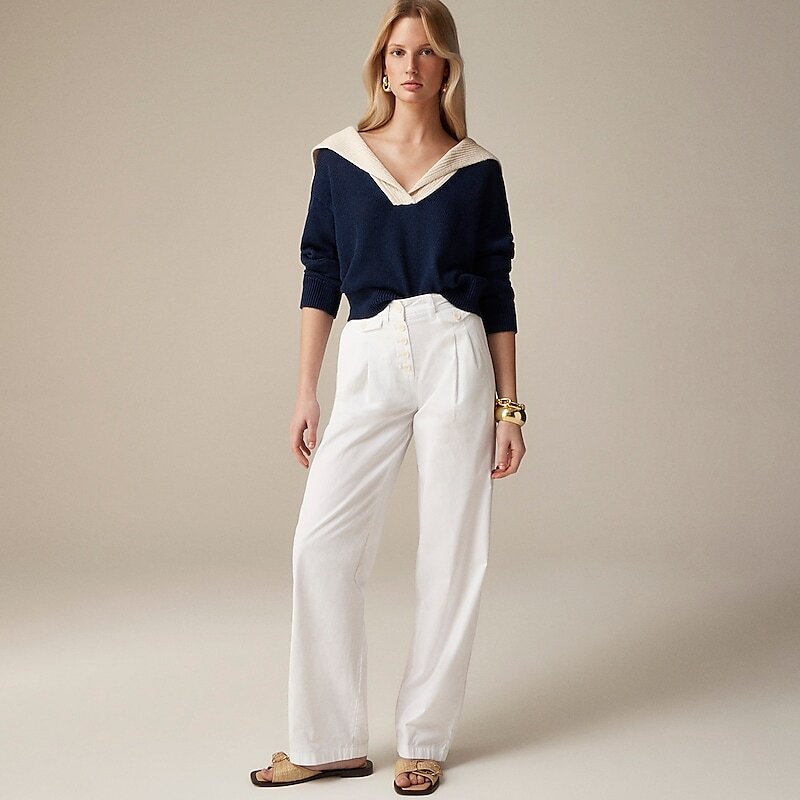 White J.Crew Pleated button-front pant in chino | J.Crew Factory | SRXPB5146