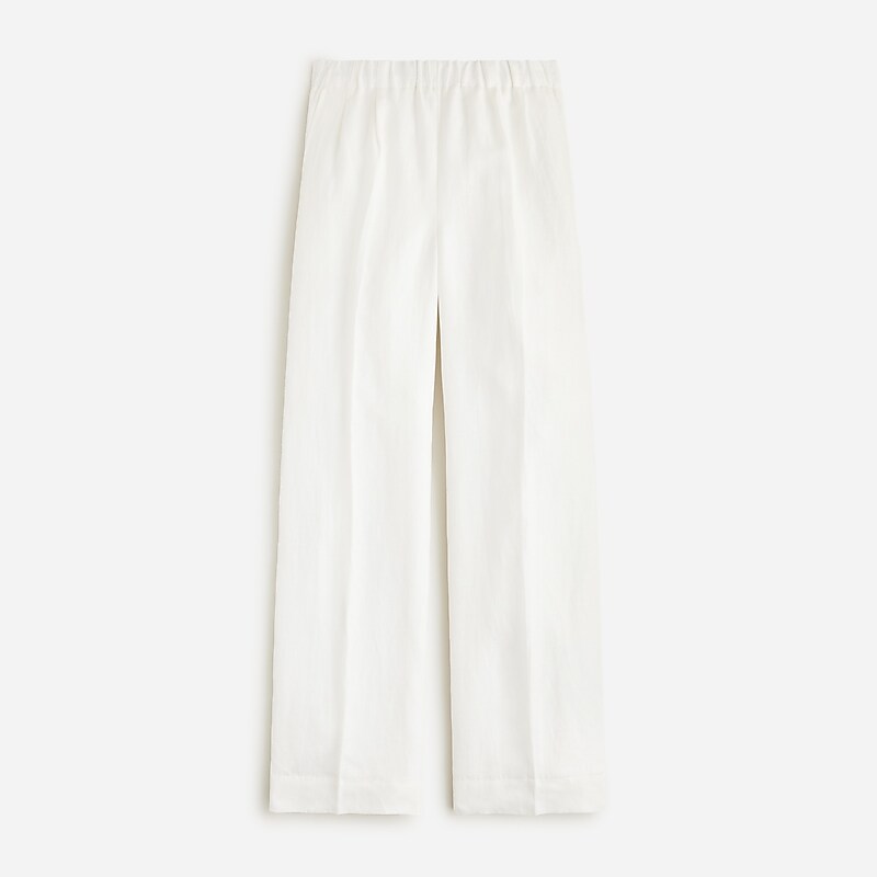 White J.Crew Pleated pull-on pant in linen-cupro blend | J.Crew Factory | KYXVN1952