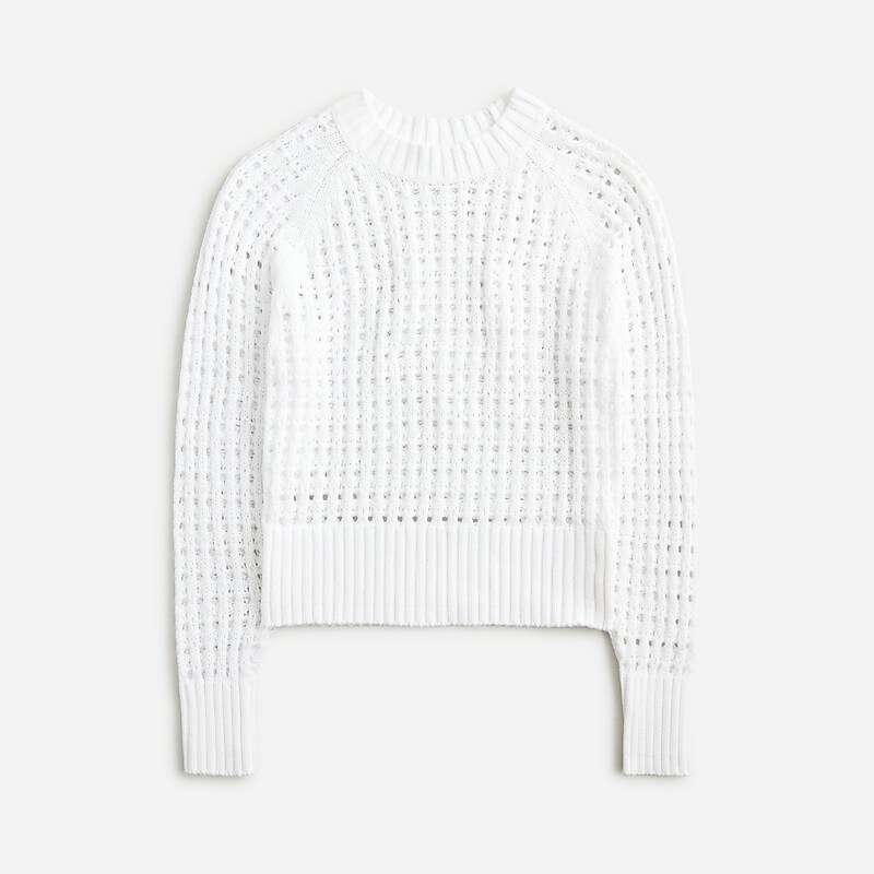 White J.Crew Pointelle crewneck sweater | J.Crew Factory | PAQOW3475