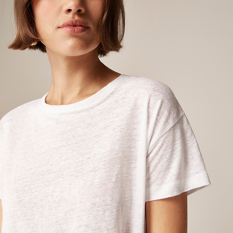 White J.Crew Relaxed linen T-shirt | J.Crew Factory | MJECL2185