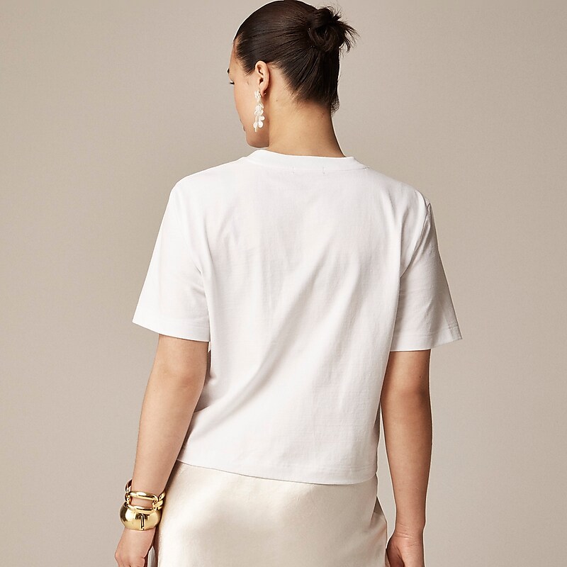 White J.Crew Relaxed premium-weight cropped T-shirt | J.Crew Factory | UJZOL3047