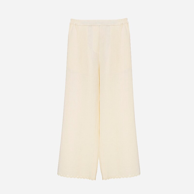 White J.Crew SLEEPER Sofia linen embroidered pant | J.Crew Factory | UKFXO2971