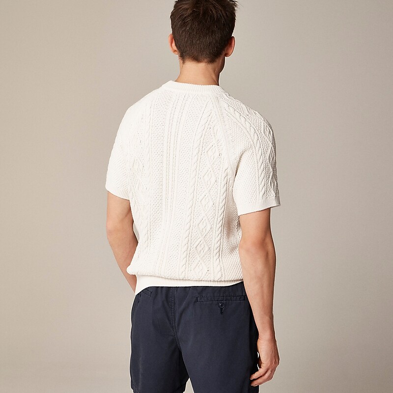 White J.Crew Short-sleeve cotton cable-knit sweater | J.Crew Factory | ARCDX3928