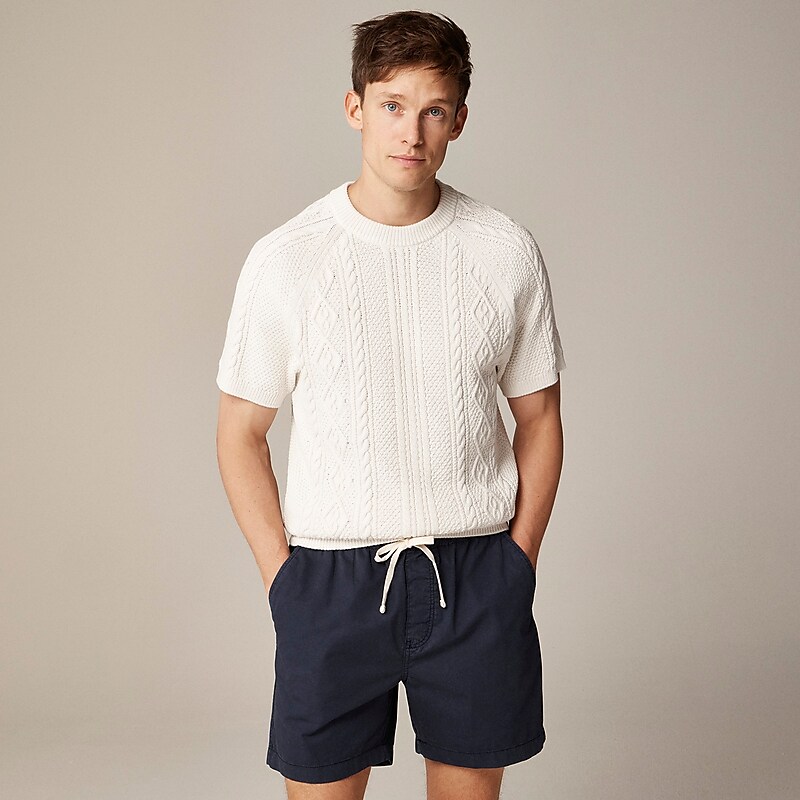 White J.Crew Short-sleeve cotton cable-knit sweater | J.Crew Factory | ARCDX3928