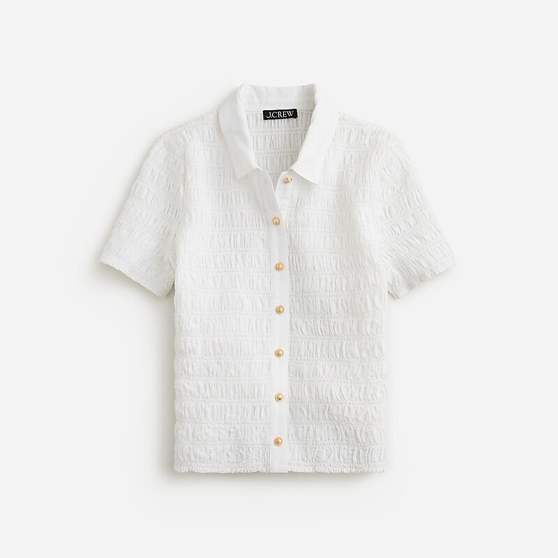 White J.Crew Smocked button-up shirt in Liberty® Eliza\'s Red fabric | J.Crew Factory | XOPFQ0179