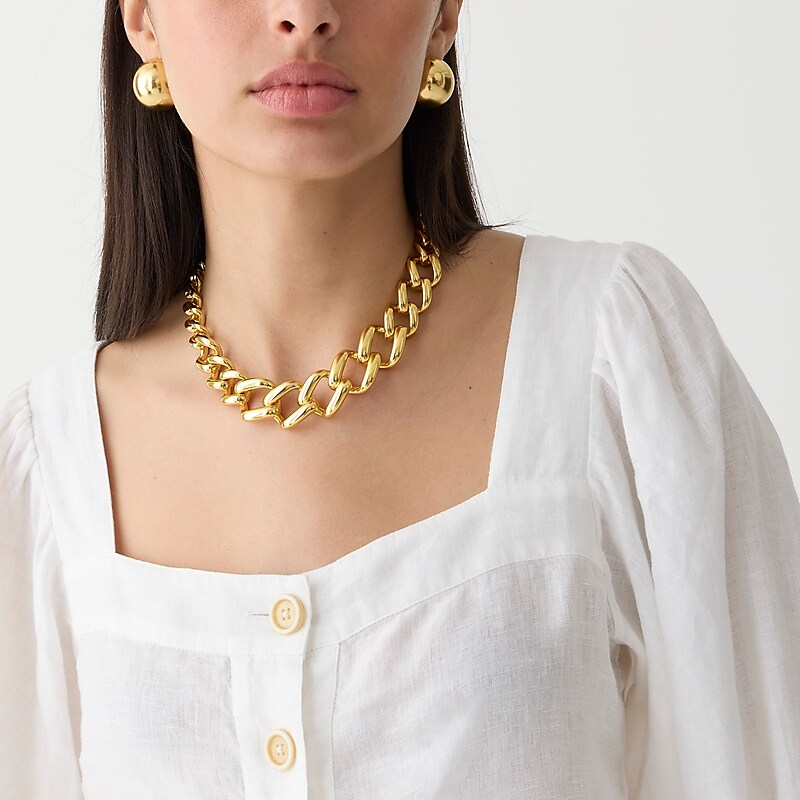 White J.Crew Squareneck button-up top in linen | J.Crew Factory | UGKYR8435