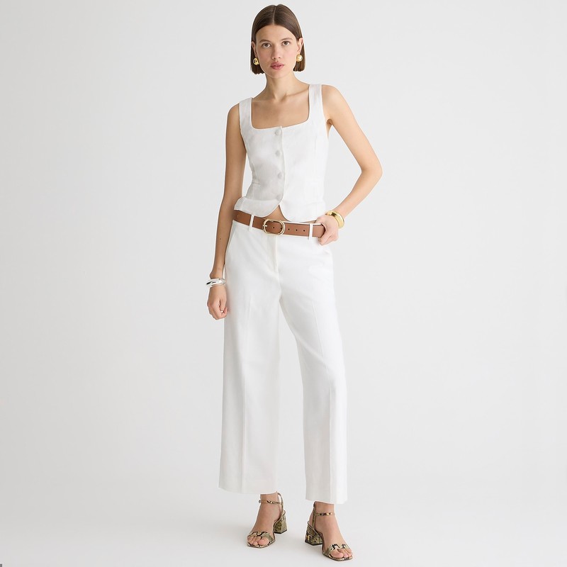 White J.Crew Sydney pant in stretch linen blend | J.Crew Factory | OTUNG8163