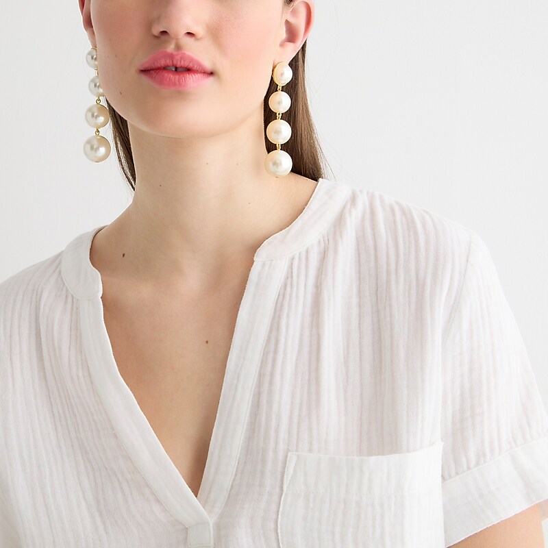 White J.Crew V-neck double-gauze popover | J.Crew Factory | JWEMC4957