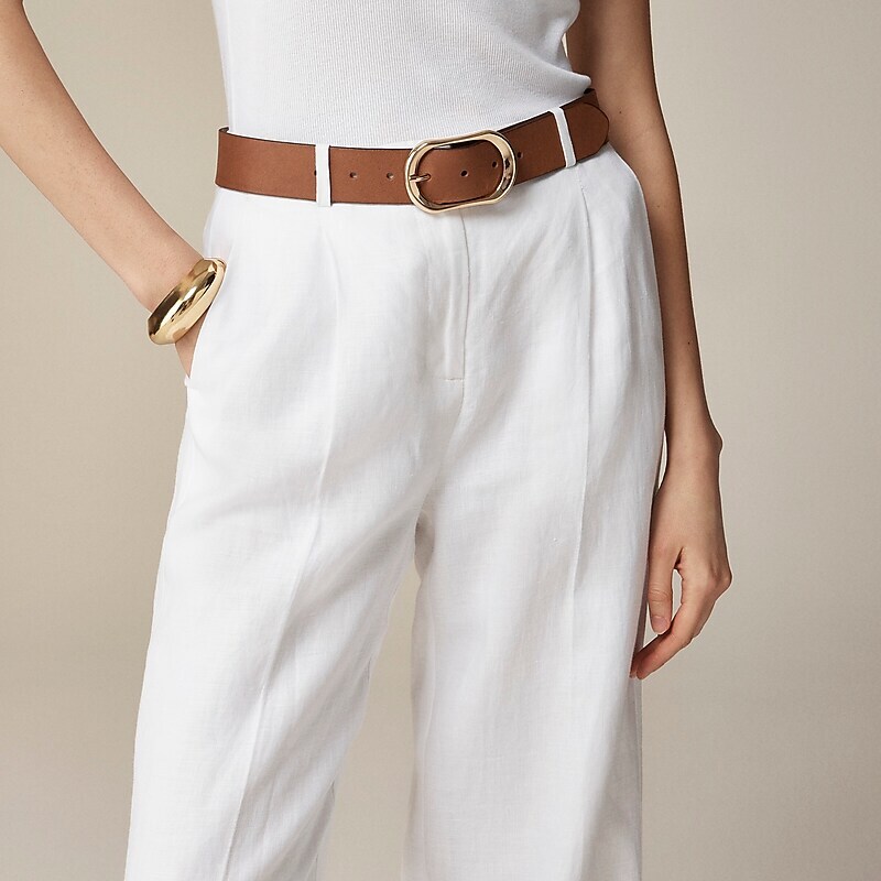 White J.Crew Wide-leg essential pant in linen | J.Crew Factory | IDFBG1573