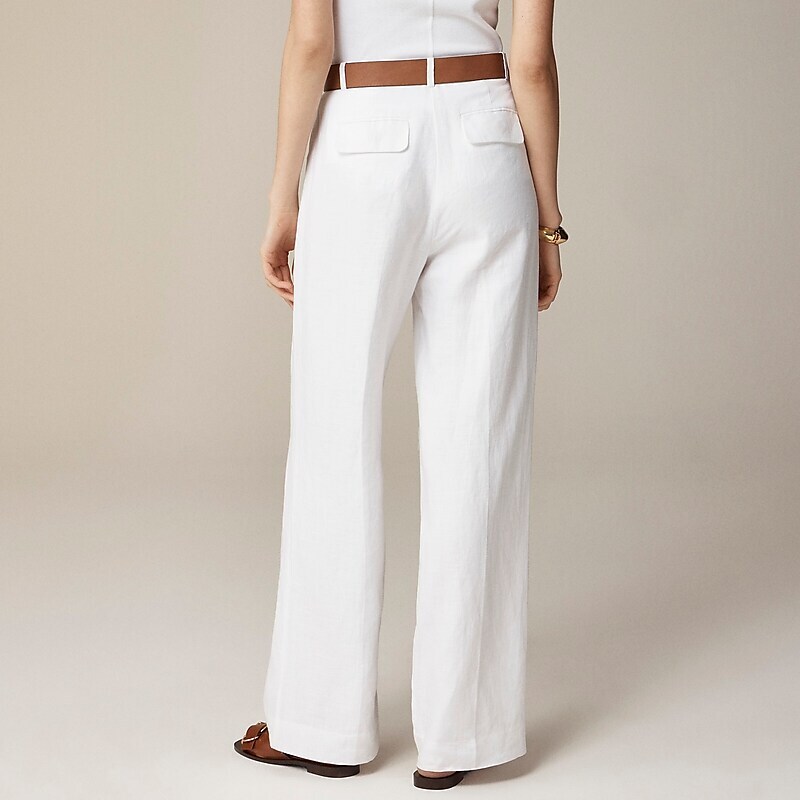 White J.Crew Wide-leg essential pant in linen | J.Crew Factory | IDFBG1573