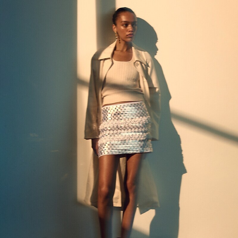 White Metallic Multi J.Crew Collection embellished mini skirt with floral appliqué | J.Crew Factory | APOIY8075