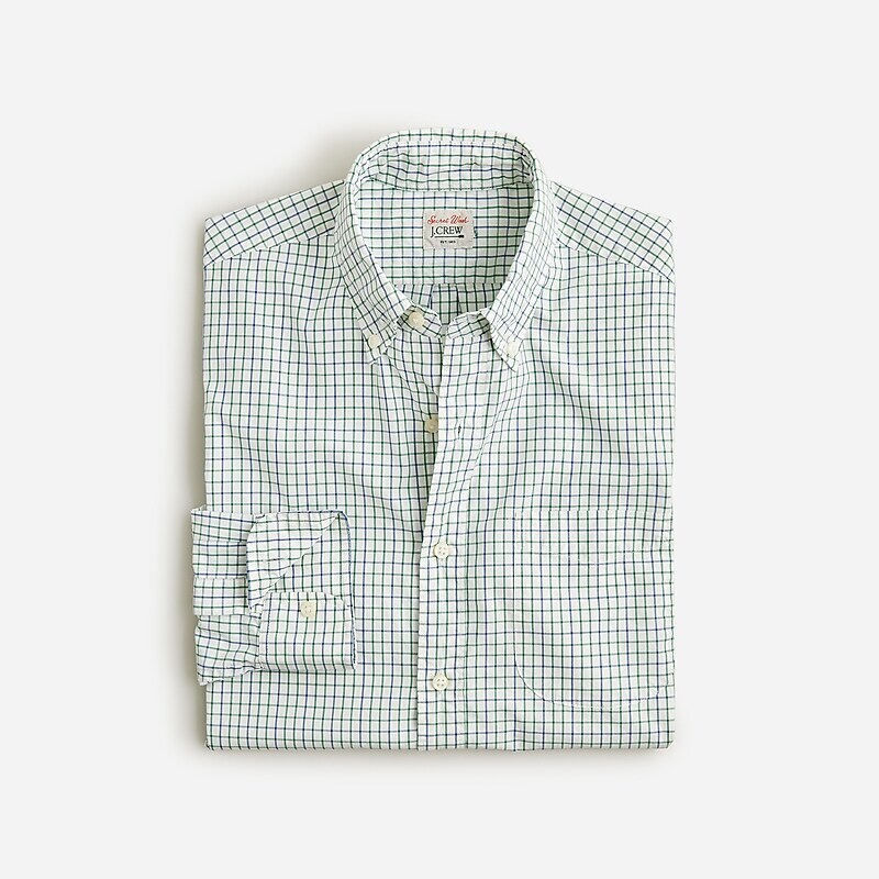 Wyatt Green Olive J.Crew Secret Wash cotton poplin shirt | J.Crew Factory | FLEDB3098